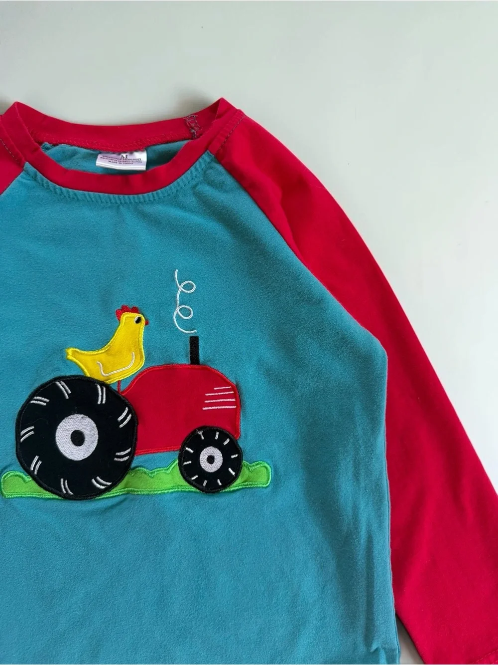 EUC Boutique Boys Tractor Chicken Farm Country Appliqué Long Sleeve Shirt